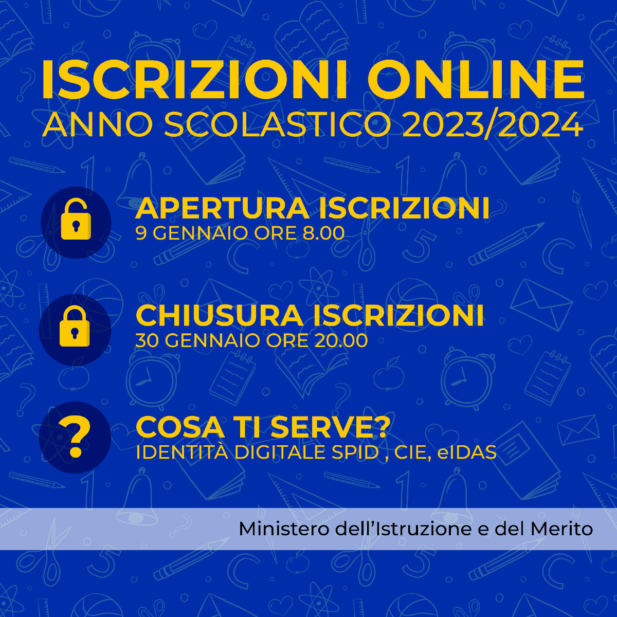 Iscrizioni alle scuole dell' infanzia e alle scuole di ogni ordine e grado per l'a.s. 2023/ 2024